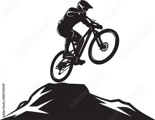 Mountain Bike Adventure Silhouette  Vector
