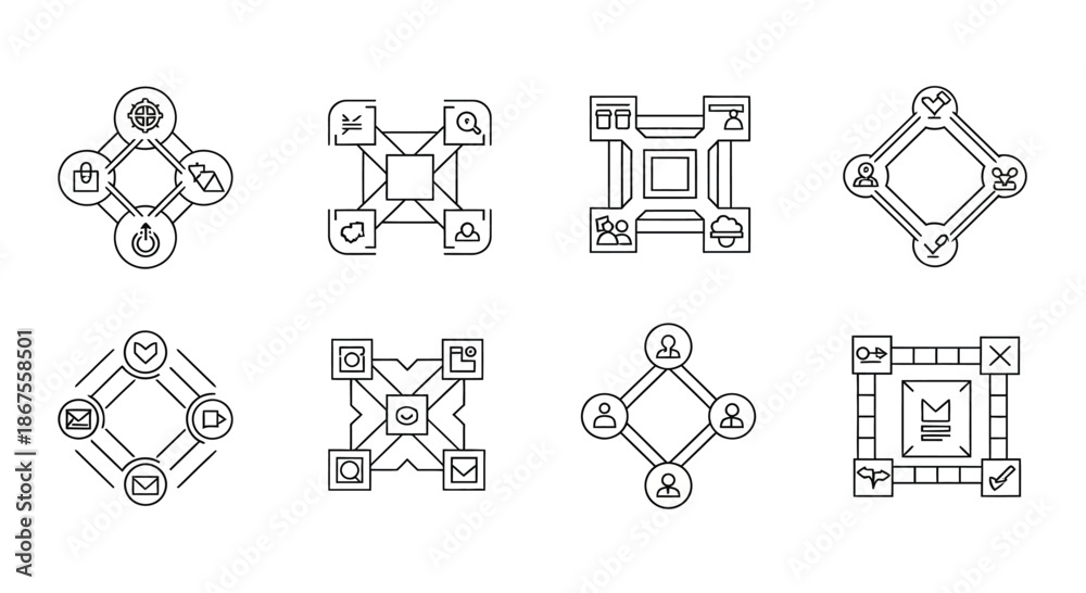 Fototapeta premium Complex geometric shapes with symbols Vector
