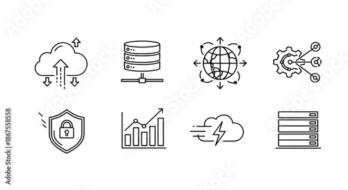 Cloud computing and data management icons Vector