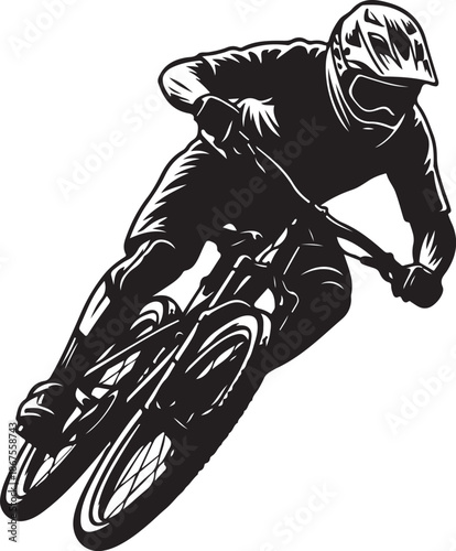 Mountain Bike Adventure Silhouette  Vector