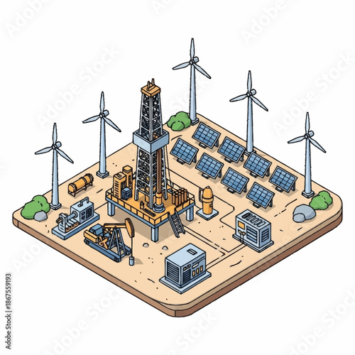Industrial Energy Production with Renewable and Fossil Fuel Sources.