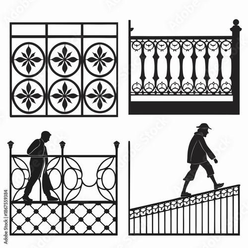 Black and white iron fence designs