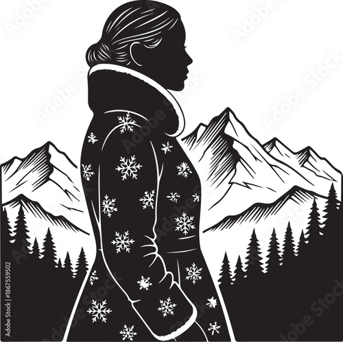 Winter Woman Silhouette Art