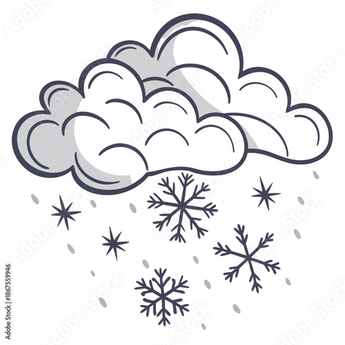 Snowflakes falling from cloud