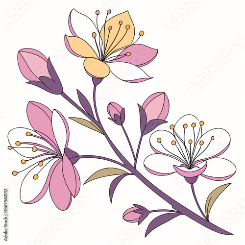 Illustrated blossoming branch