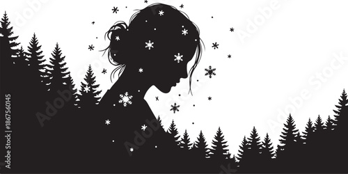 Winter Woman Silhouette Art
