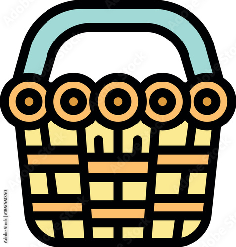 Wicker basket full of edible mushrooms, holding a handle, perfect for a mushroom hunt