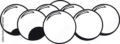 Ping Pong Balls Vector Silhouette – Table Tennis Equipment Illustration