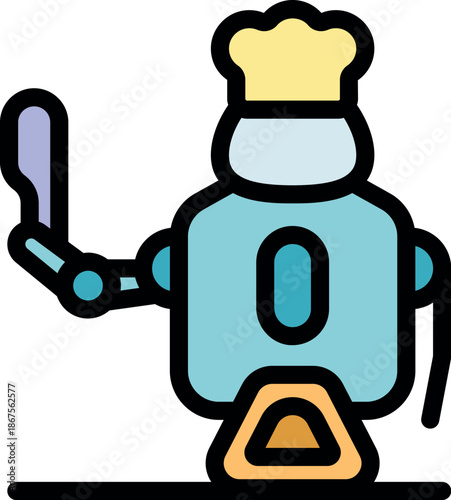 Robot chef holding a knife, wearing chef hat, embodying the concept of artificial intelligence in the culinary arts