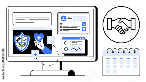 Healthcare data management. Digital tools for monitoring health data, insurance records, and secure collaboration. Healthcare systems focus on data safety and team collaboration. Relevant for medical