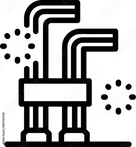 Oil platform extracting fossil fuel from ocean, transporting gas through pipes