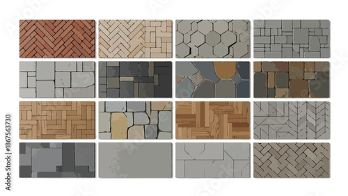 Set of 16 Seamless Paving and Flooring Texture Patterns