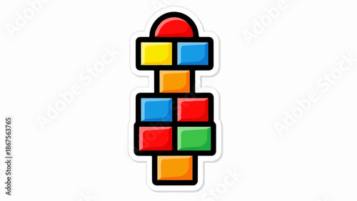 A colorful hopscotch grid with a red circle at the top