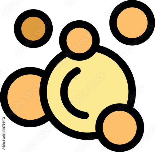 Golden bubbles creating a cluster, representing concepts like effervescence, lightness, and joy