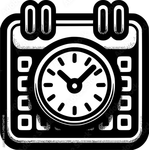 Time and Date Synchronization: A calendar icon depicting the interplay of time and date with a striking clock design.