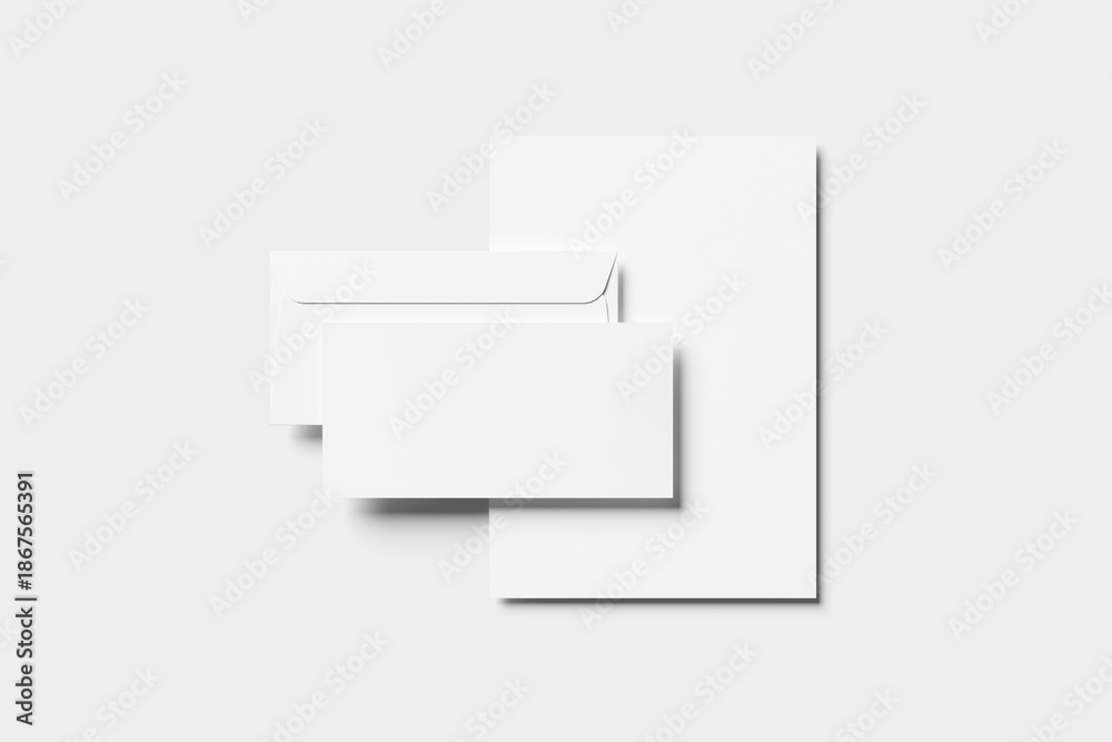 Fototapeta premium Blank envelope wit A4 paper for mockup - 3D Rendering
