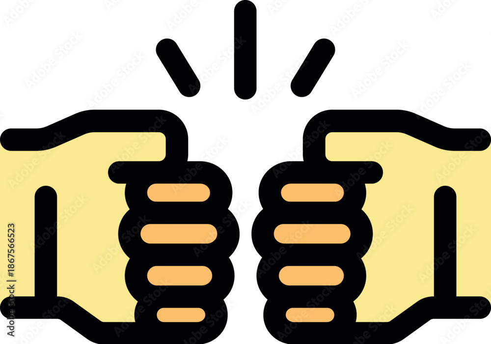 Fototapeta premium Two hands bumping their fists together in a celebratory gesture, symbolizing teamwork and achievement