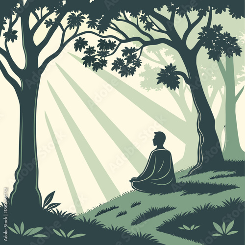 Serene meditation in the forest