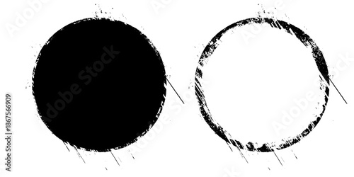 Expressive Brush Stroke Circle Design. Rough Hand Drawn Paint Circle. Vector Art