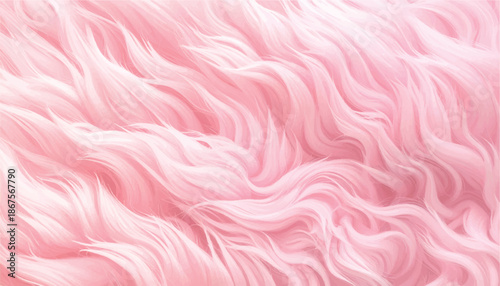 Pink faux fur texture background vector. Pink sheep fur natural sheepskin background in seamless vector style. Fluffy fur pattern for fashion, beauty branding, wallpapers, feminine luxury backgrounds.