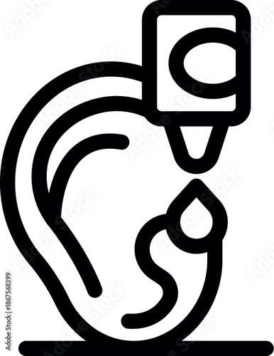 Ear drops dripping into ear canal, representing ear infection treatment and ear care