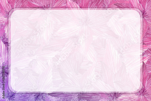blur white paper square frame with rounded edges gradient pink and violet velvet fabric flowers of various sizes are stacked on top of each other as the background, object, decor, fashion,