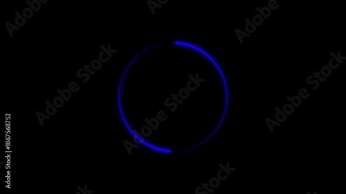 Blue glowing loader interface with spinning loop animation on black background
