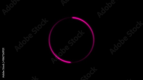 Pink glowing loader interface with spinning loop animation on black background