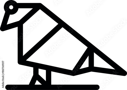 Geometric origami bird standing, showcasing paper folding art