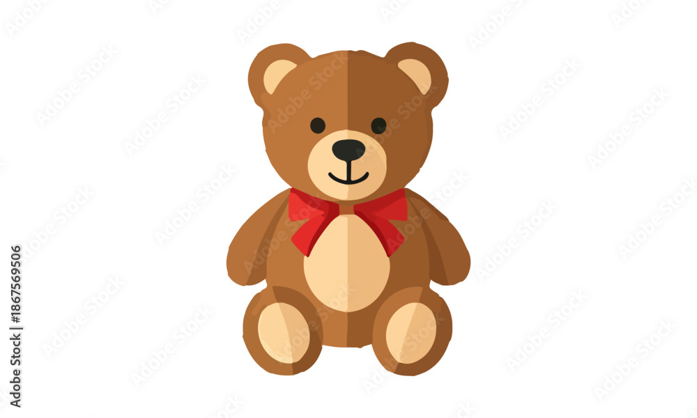 Fototapeta premium Cute brown teddy bear cartoon character smiling isolated on white background vector illustration