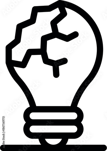 Broken light bulb representing a lack of ideas, a mental block, or a creative crisis