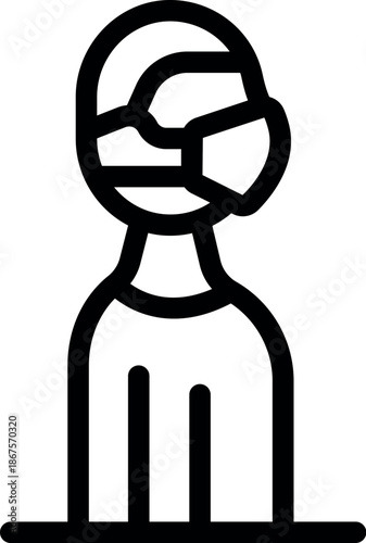 Simple and essential icon of a person wearing a protective mask, representing safety measures during a pandemic situation