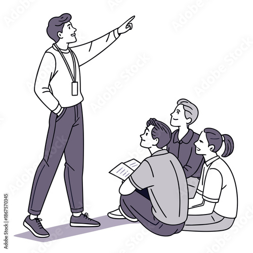 Teacher explaining to students