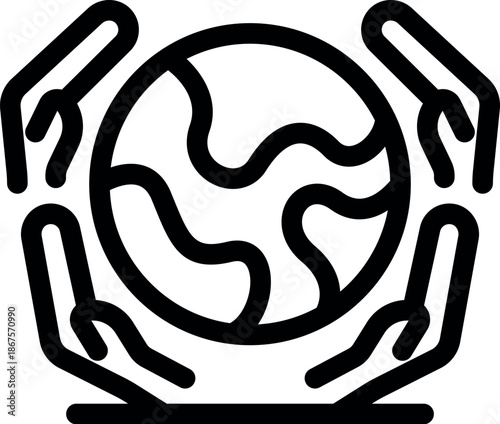 Multiple hands holding and protecting planet earth, symbolizing environmental protection and global responsibility