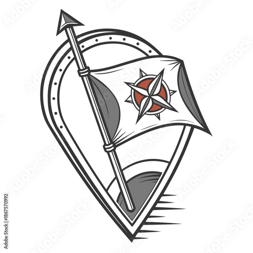 Compass heart flag illustration