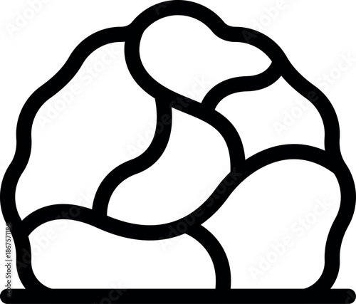 Simple line icon of a round bush on the ground