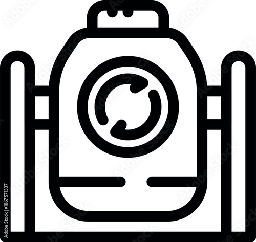 Bioreactor producing biofuel, featuring recycling arrows, symbolizing sustainable and renewable energy production