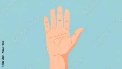 An illustration of a hand with fingers spread apart on a blue background