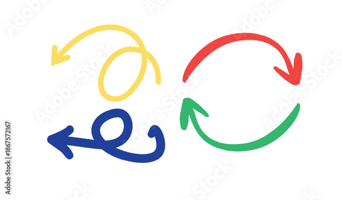 Colorful Arrows Illustrating Cycles and Directions