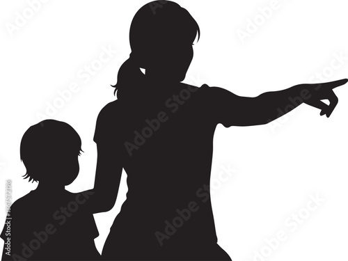 Mother and child exploring nature