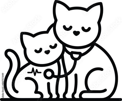 Valentine's Love – Two Cats with Heartbeat