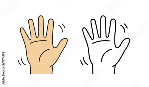 Waving Hand Icon, Gesture of Greeting and Goodbye