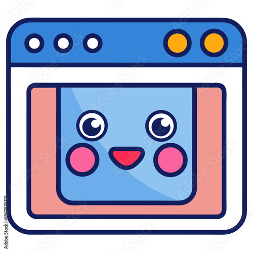 Cartoon face on computer screen