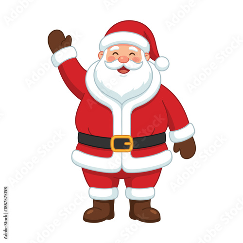 Cartoon Santa Claus Waving Hello.