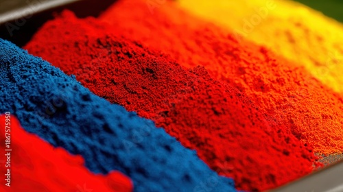 Vibrant Colors: Close-up image showcasing an array of vibrant colored pigments, each hue representing a different artistic possibility. Explore the spectrum of colors and creative potentials. 