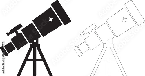 Telescope and astronomical instrument vector illustrations