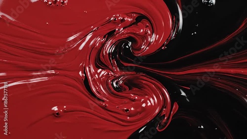 Wallpaper Mural Abstract motion background of thick, dark, viscous, swirling red and black liquid paint merging slowly and ominously in a seamless, high-detail loop darkness, red, motion Torontodigital.ca