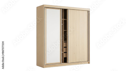 Wallpaper Mural Modern light wood sliding door wardrobe with mirror Torontodigital.ca