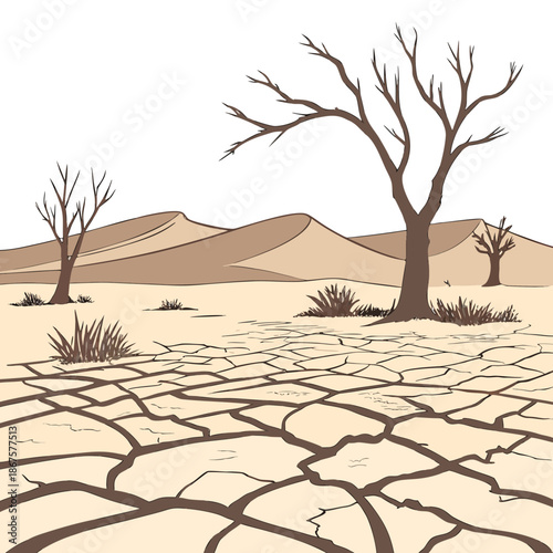 Desolate desert landscape with cracked earth