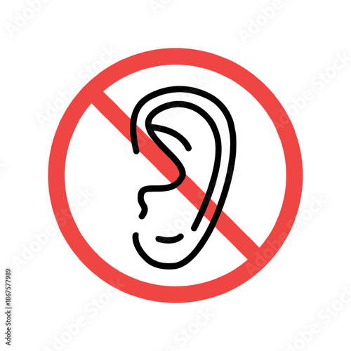 No Listening Or Sound Allowed Symbol, Vector Illustration